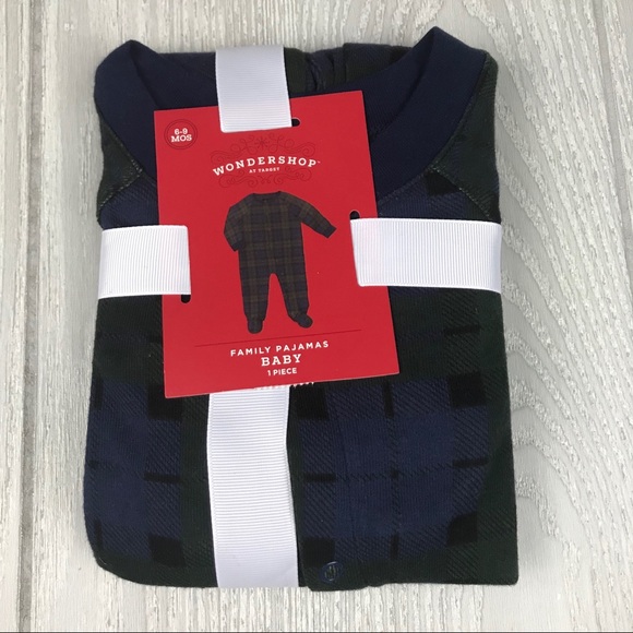 Other - Green and blue plaid one piece holiday pajamas